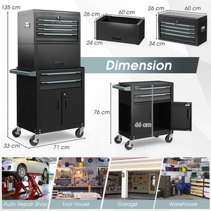 3-in-1 Tool Storage Cabinet Rolling Tool Chest by Costway