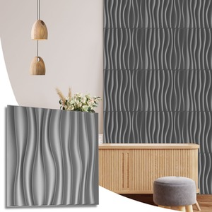 3D Wall Panels (50cm x 50cm) PVC Cladding Panel in Silver Waves Design by NOVECRAFTO