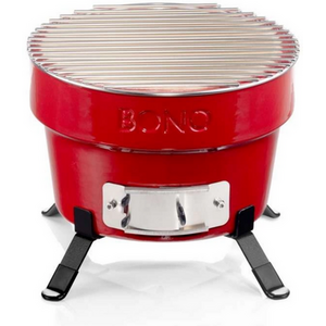 Kamado Bono Hibachi Small Ceramic BBQ Grill for Outdoor Charcoal Picnic Cooking - Red by Kamado Bono