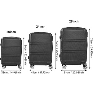 Lifeideas Set of 3 Lockable Travel Suitcase - Black by lifeideas