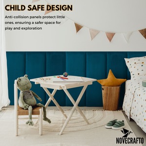 Velvet Wall Panels 4 Pack with Adhesive - Anti-Collision Wall Mounted Headboards - Blue by NOVECRAFTO