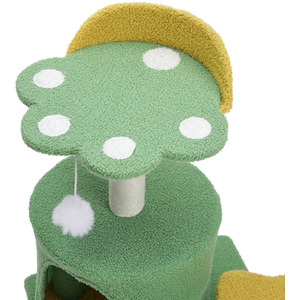 Cat Tree with Hanging Ball Toy and Scratching Post - Green + Yellow by Livingandhome