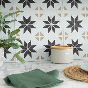 Vivid Stars Self Adhesive Wall Tiles - Black & White by d-c-fix