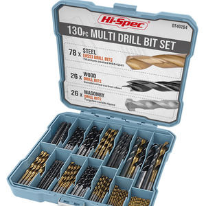 HSS Steel Drill Bit Set - Gold / 130 Piece by Hi-Spec