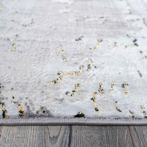 Grey Gold Metallic Distressed Abstract Area Rug by The Rug House