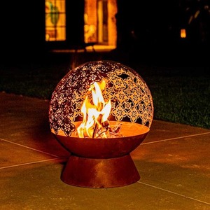 Damasque Fireglobe Fire Pit - Brown by Garden Mile