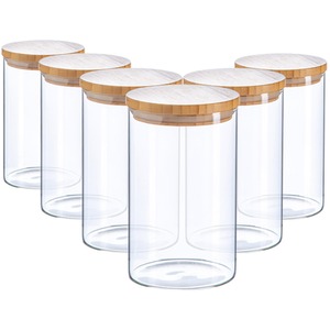 Scandi Glass Storage Jar with Wooden Lid - Clear / 1l / 6 by Argon Tableware