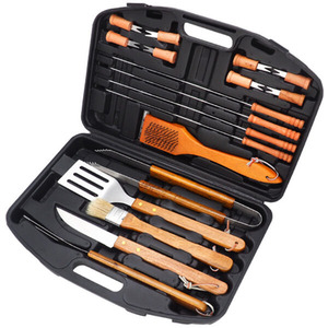 18 Pieces Stainless Steel Barbecue Equipment Kit - Orange