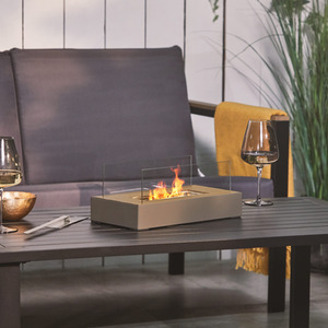 Tabletop Fireplace Bioethanol Fire Pit Rectangle Shape - Grey by VonHaus