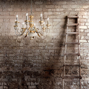 Firenze 8 Light Chandelier Ivory, Gold Finish, E14 - Gold