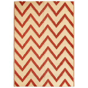 Patterned Outdoor Reversible Garden Rug - Mango Orange & Whisper White by Relsy