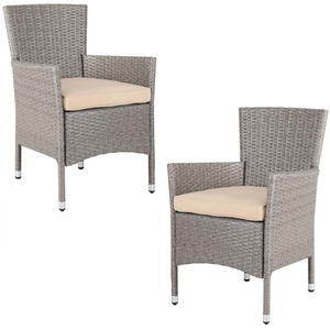 Poly Rattan Garden Chairs Set of 2 - Beige