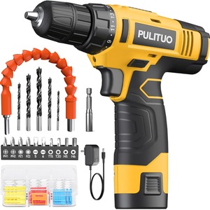 12V Cordless Drill Rechargeable Electric Driver Kit - Yellow