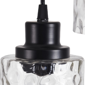 3-Light Chandelier with Wave Glass Lampshade - Black by Livingandhome
