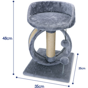Cat Tree Tower Grey Kitten Scratching Post with Bed - Cat Tree Grey by Nobleza