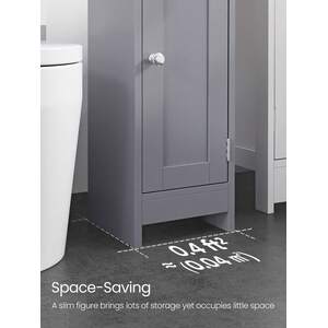 Slim Bathroom Storage Cabinet with two Shelves - Grey by VASAGLE