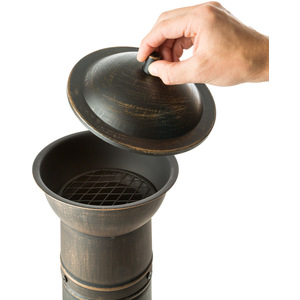 Cast Iron Fire Pit with Chimney - Grey by tectake