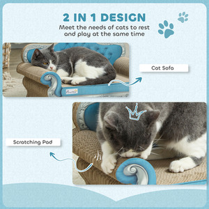 PawHut 2 in 1 Cardboard Cat Scratcher - Blue by PawHut