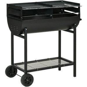 Outsunny Trolley Charcoal BBQ Grill - Black by Outsunny