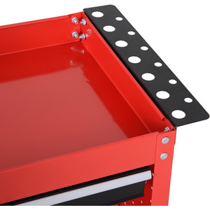 DURHAND 3-Tier Tool Trolley Cart Storage Shelf Roller Cabinet - Red by DURHAND