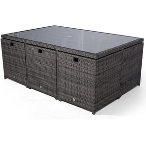 Giardino Rattan Cube Dining Set - Grey / 6 by Giardino