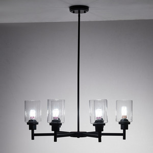6-Light Chandelier with Glass Lampshade - Black by Livingandhome