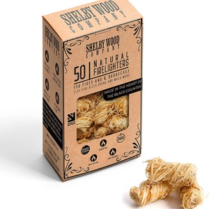Natural Firelighters 50 Eco Wax Coated Fire Starters - Brown by Shelby Wood Company