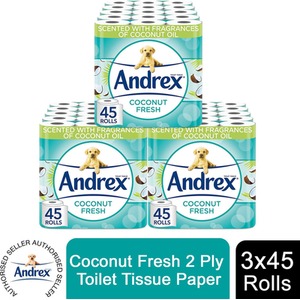 Andrex Toilet Rolls Coconut Fresh Toilet Tissue Paper - 135 by Andrex