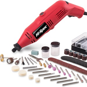 121 Piece Corded Power Rotary Tool Bits Set - Red / 26.3cm by Hi-Spec