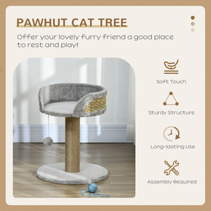 Pawhut Cat Tree Tower with Scratching Posts and Dangling Ball Perch - Grey by Pawhut