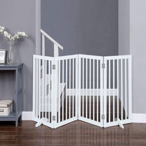 Foldable Pet Gate Dog Barrier - White / 183.5cm by Livingandhome