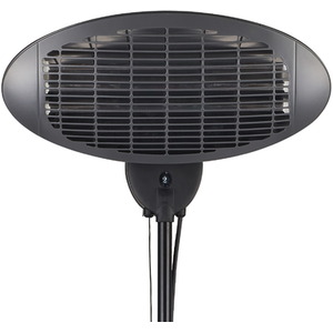 Adjustable 2kW Black Electric Patio Heater with Quartz Element - Black by Tepro