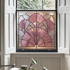 Accadia Art Deco Pink Stained Glass Window Film by Creative Printing Solutions