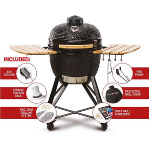 Kamado Bono Media 20'' Ceramic BBQ Grill in Black - Black by KAMADO BONO