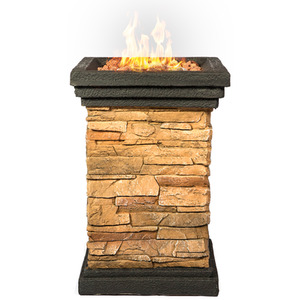 Makara Column Gas Fire Pit - Sand Stone Grey by MDA Designs
