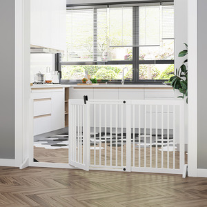 PawHut Wooden Pine Pet Gate - White by PawHut