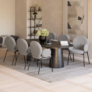 Dining Chair Scandi - Padded Boucle Cover, High Backrest by tectake