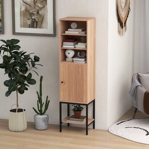 Freestanding Cabinet with Adjustable Shelf - Brown by Costway