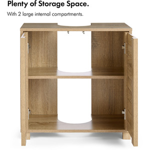 Freestanding Under Sink Bathroom Cabinet with 2 Internal Shelves - Natural by VonHaus