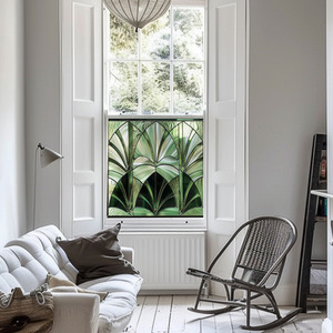 Aldeno Art Deco Stained Glass Privacy Window Film - Green / 70cm by Creative Printing Solutions