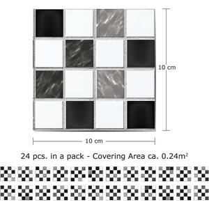 Walplus Wall Tiles Stickers - Black, Grey, White / 24 / 35.3cm / 10cm by WALPLUS