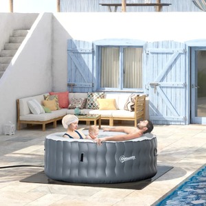 Inflatable Outdoor Hot Tub Spa with Pump - Grey by Furnico Living Ltd