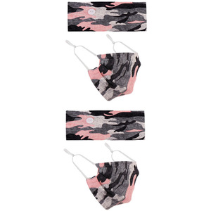 Headband and Face Mask Set - Pink Camo x2 / 2
