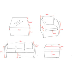 5-Seater Canonbury Rattan Sofa Set - Brown