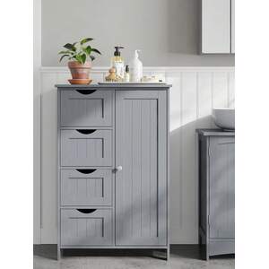 Bathroom Storage Cabinet with 4 Drawers - Grey by VASAGLE