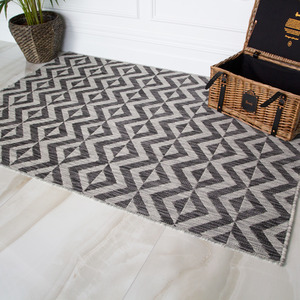 Grey Geometric Flatweave Outdoor Rug by The Rug House