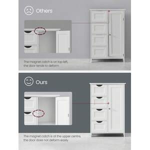 Bathroom Storage Cabinet with 4 Drawers - White by VASAGLE