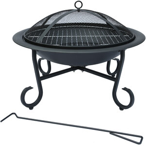 Round Patio Open Bowl Fire Pit - Black by Charles Bentley