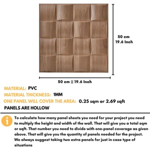 3D Wall Panels (50x50 cm) PVC Cladding Panel in Square Grid Lattice Design by NOVECRAFTO