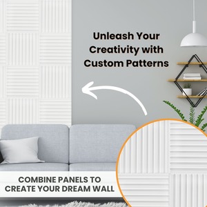 3D Wall Panels (50x50 cm) PVC Cladding Panel in 3D Fluted Line Design by NOVECRAFTO